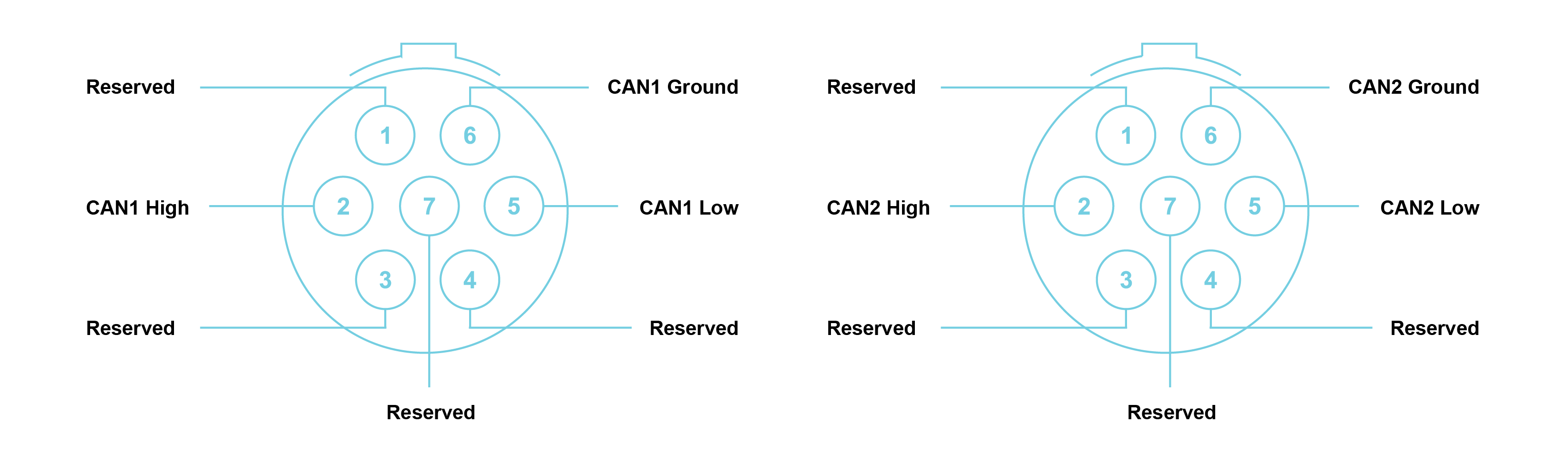 CAN (CAN FD) Interfaces 2 x LEMO® 7-way EHG.0B connector pin definition